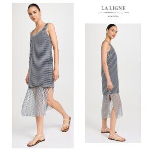 La Ligne Silk Midi Dress with Chiffon Layer - NEW